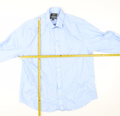 Marks and Spencer Men's Blue Regular Fit Non-Iron 16.5in Shirt
