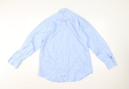 Marks and Spencer Men's Blue Regular Fit Non-Iron 16.5in Shirt