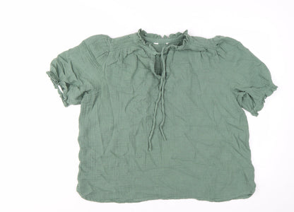 Marks and Spencer Womens Green Cotton Tunic Blouse Size 14
