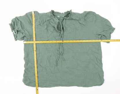 Marks and Spencer Womens Green Cotton Tunic Blouse Size 14