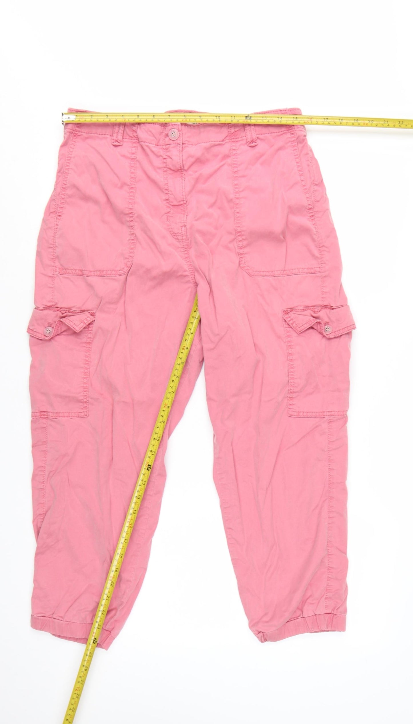 Marks and Spencer Women Pink Cargo Trousers Size 16 Lyocell Blend