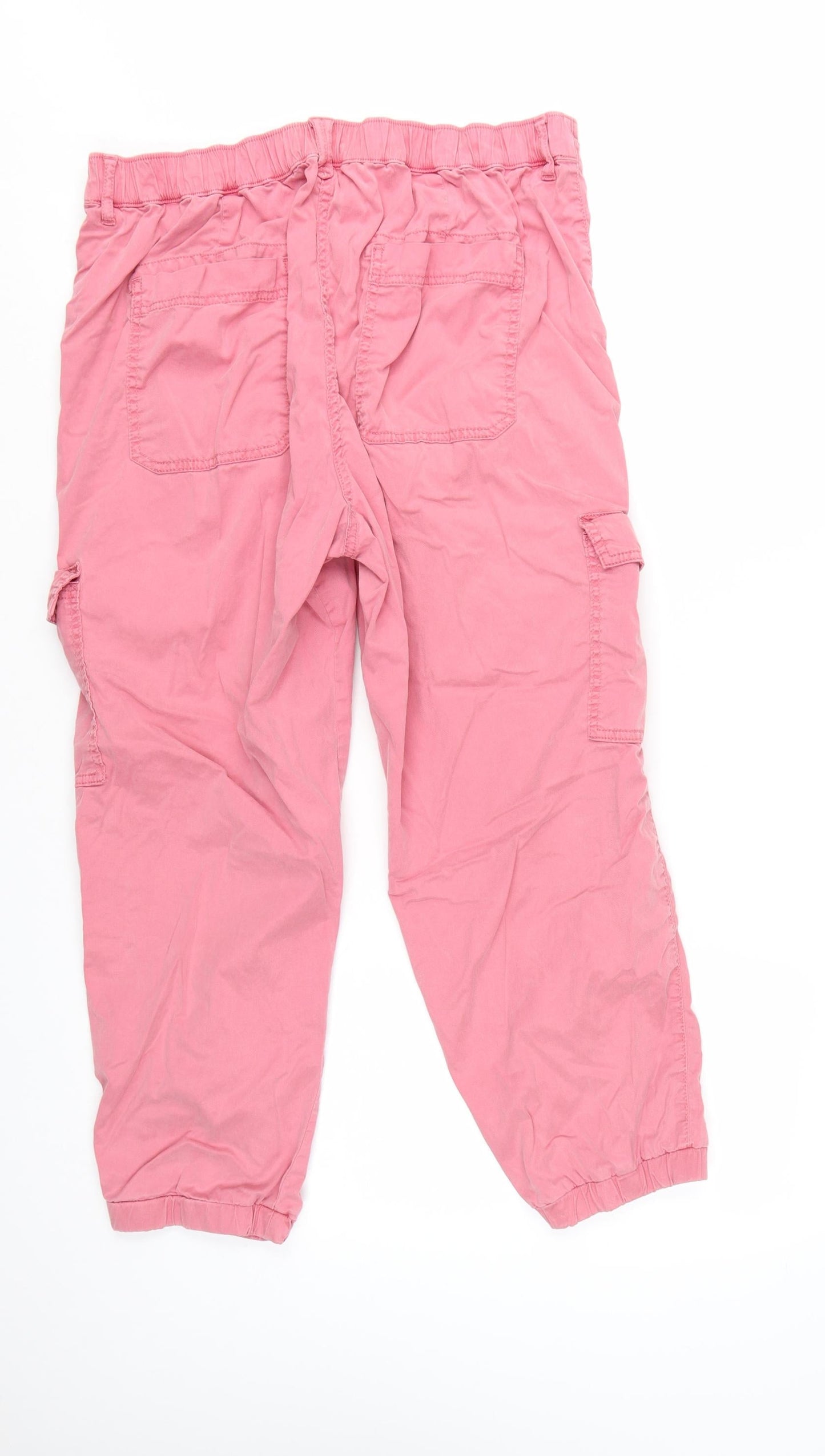 Marks and Spencer Women Pink Cargo Trousers Size 16 Lyocell Blend
