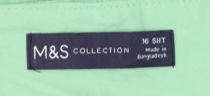 Marks and Spencer Women’s Green Linen Blend Cropped Wide-Leg Trousers Size 16