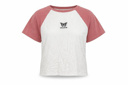 Hollister Women Multicoloured L Cropped Butterfly Baby Tee Top