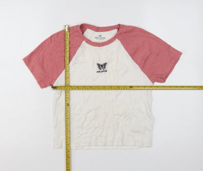 Hollister Women Multicoloured L Cropped Butterfly Baby Tee Top