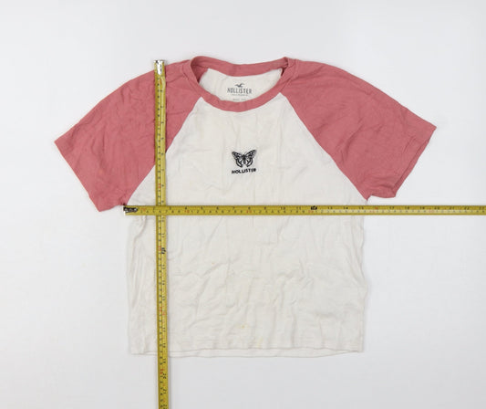 Hollister Women Multicoloured L Cropped Butterfly Baby Tee Top