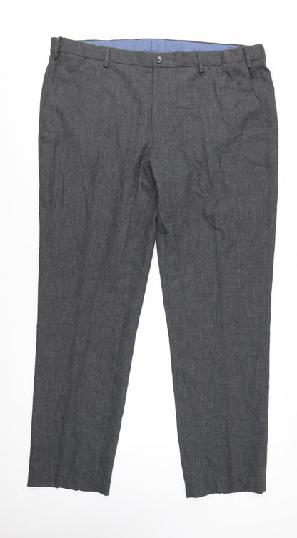 Marks and Spencer Men's Grey Regular Fit Trousers 42L