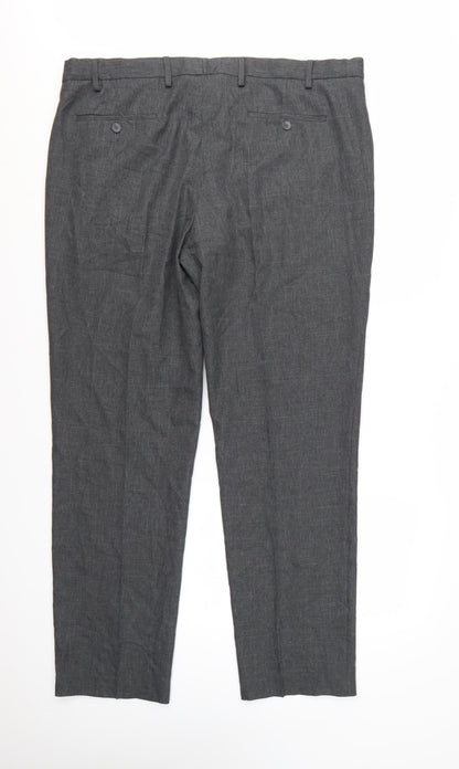 Marks and Spencer Men's Grey Regular Fit Trousers 42L