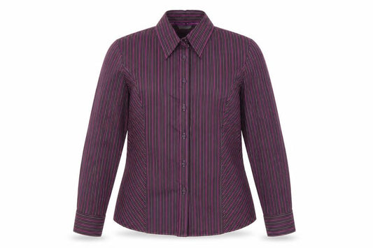 Marks & Spencer Women’s Purple Striped Long Sleeve Button-Up Shirt UK 18