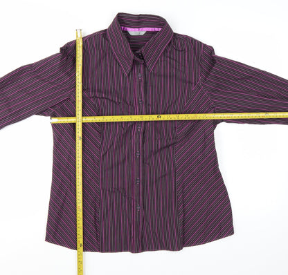 Marks and Spencer Women’s Purple Striped Long Sleeve Button-Up Shirt UK 18