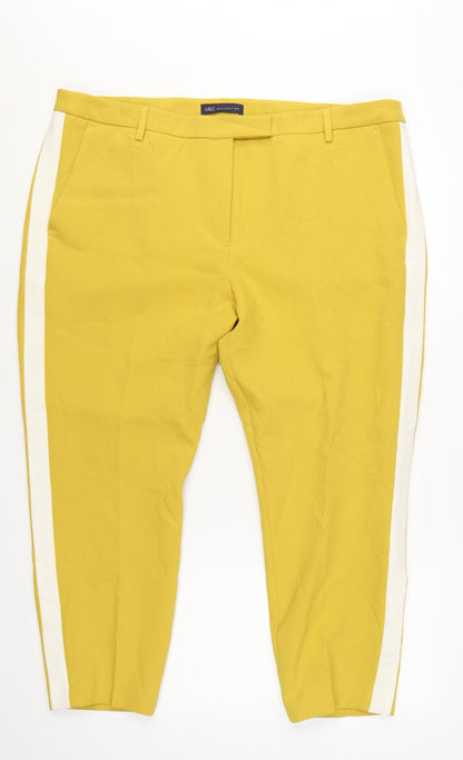 Marks and Spencer Women Yellow Cropped Tapered Trousers Size 20