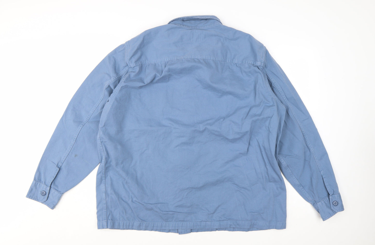 Marks and Spencer Men's Blue 2XL Cotton Long Sleeve Overshirt
