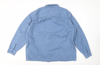 Marks and Spencer Men's Blue 2XL Cotton Long Sleeve Overshirt