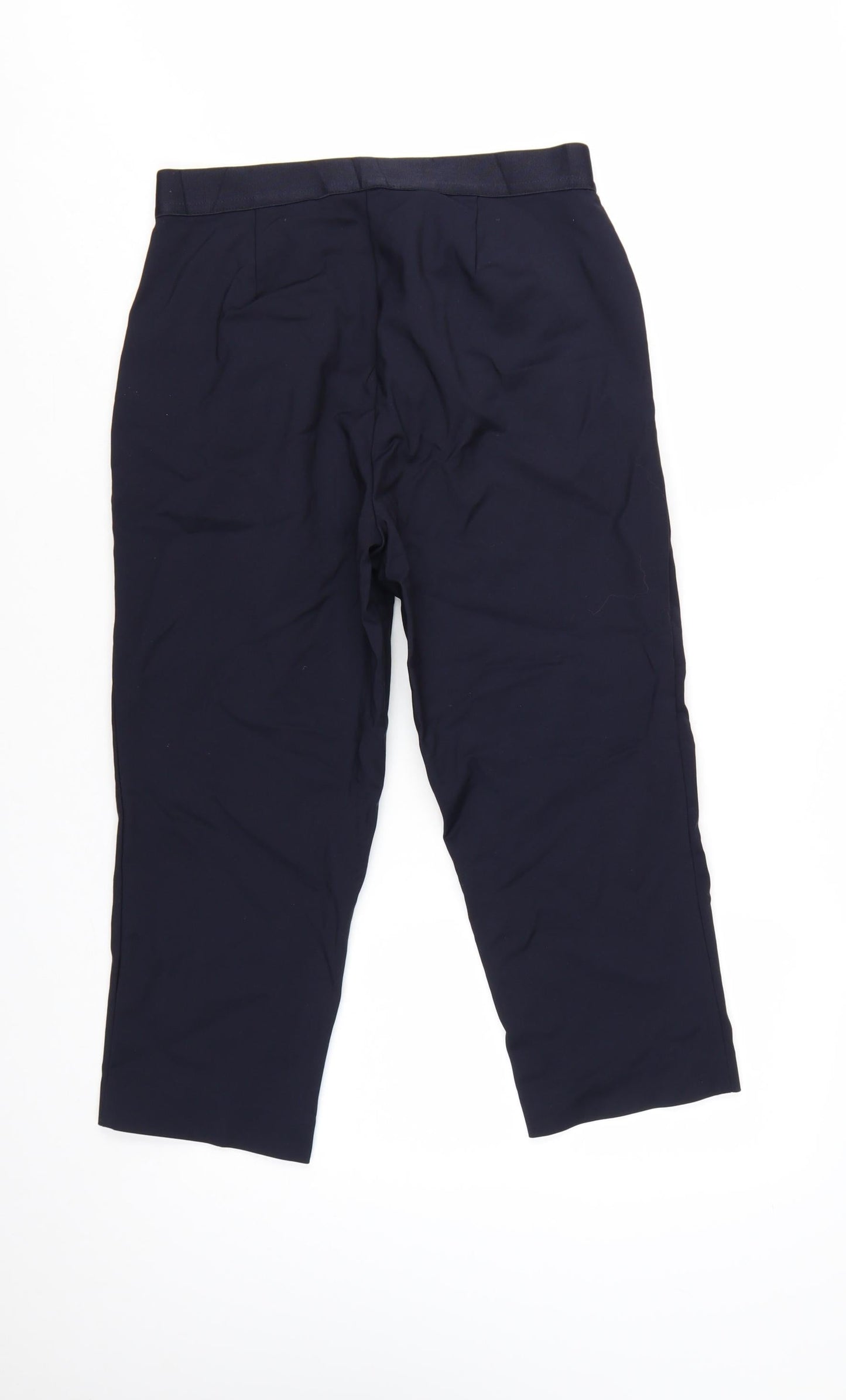 Marks and Spencer Women Navy Regular Trousers Size 12 Cotton Blend