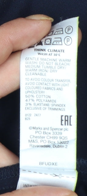 Marks and Spencer Women Navy Regular Trousers Size 12 Cotton Blend