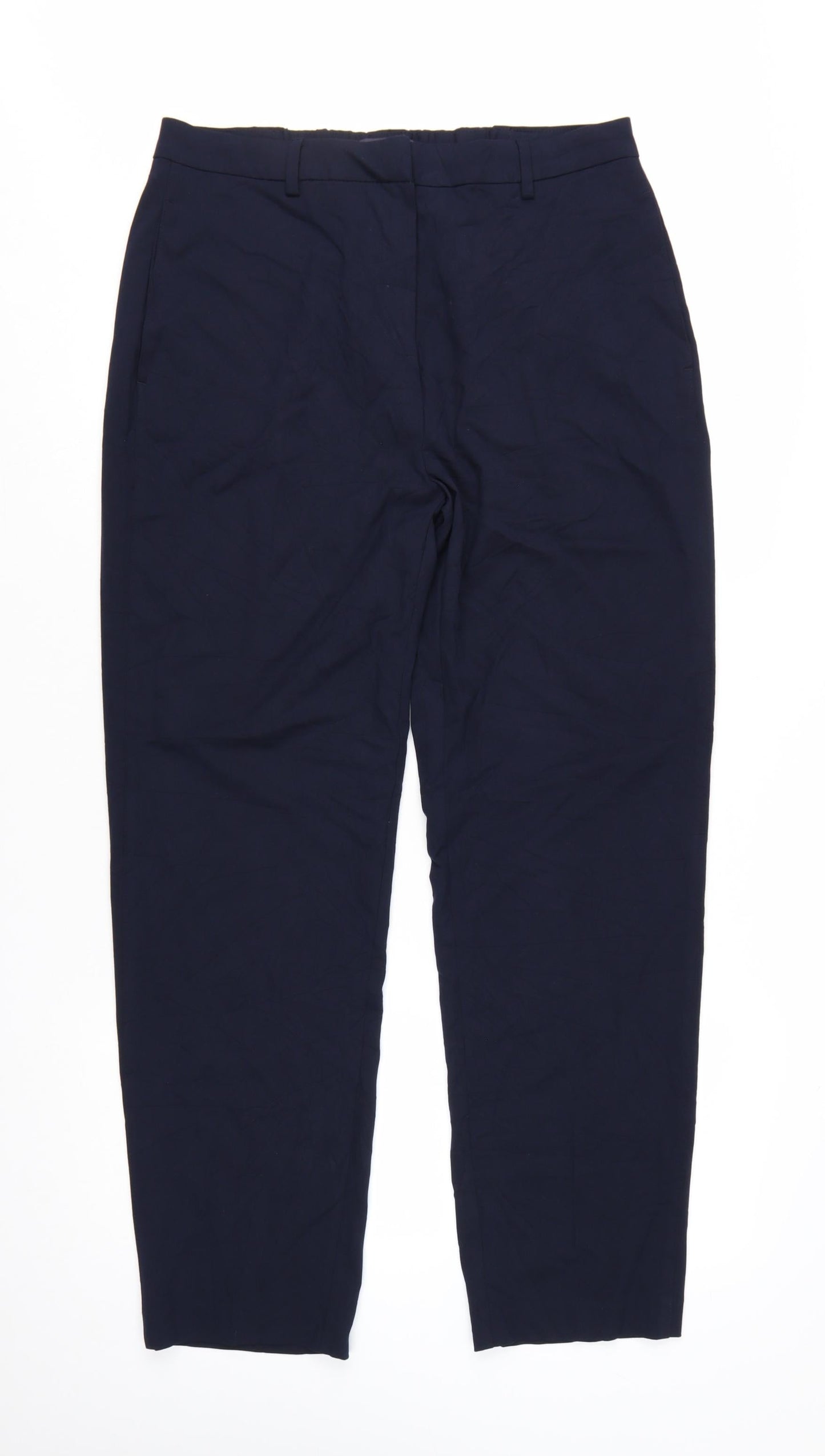 Marks and Spencer Women's Blue Regular Straight Leg Trousers Size 14