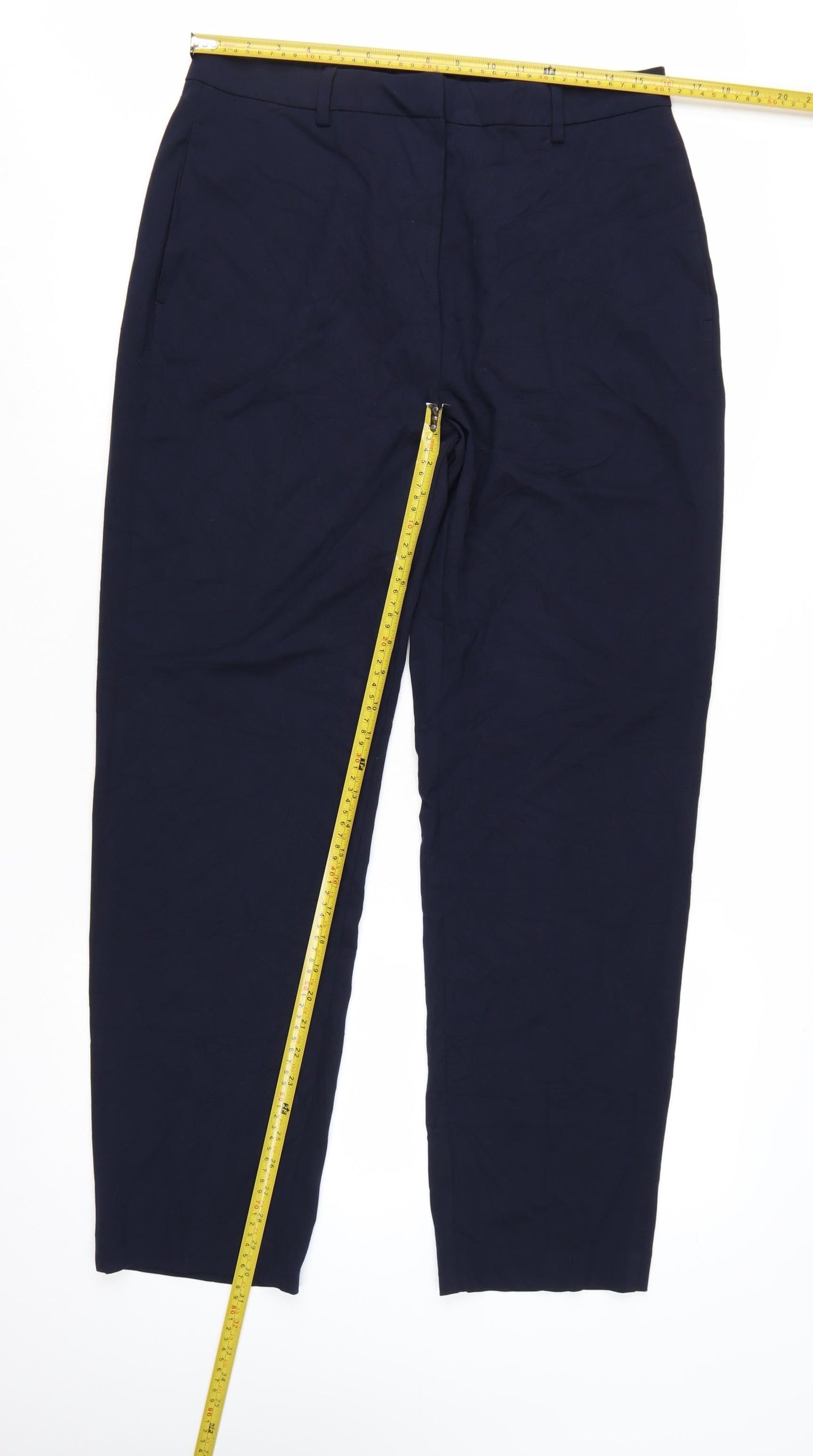 Marks and Spencer Women's Blue Regular Straight Leg Trousers Size 14