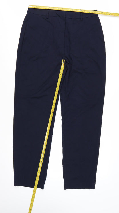 Marks and Spencer Women's Blue Regular Straight Leg Trousers Size 14
