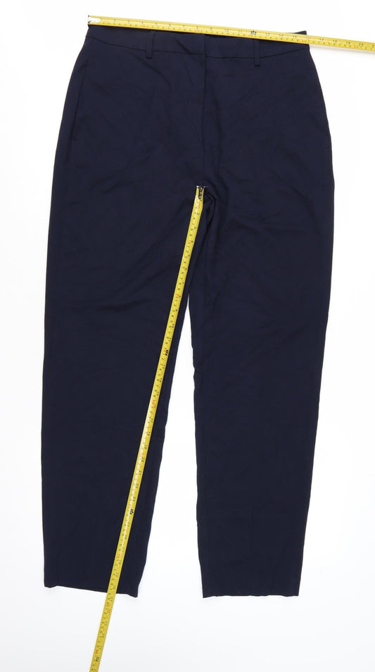 Marks and Spencer Women's Blue Regular Straight Leg Trousers Size 14