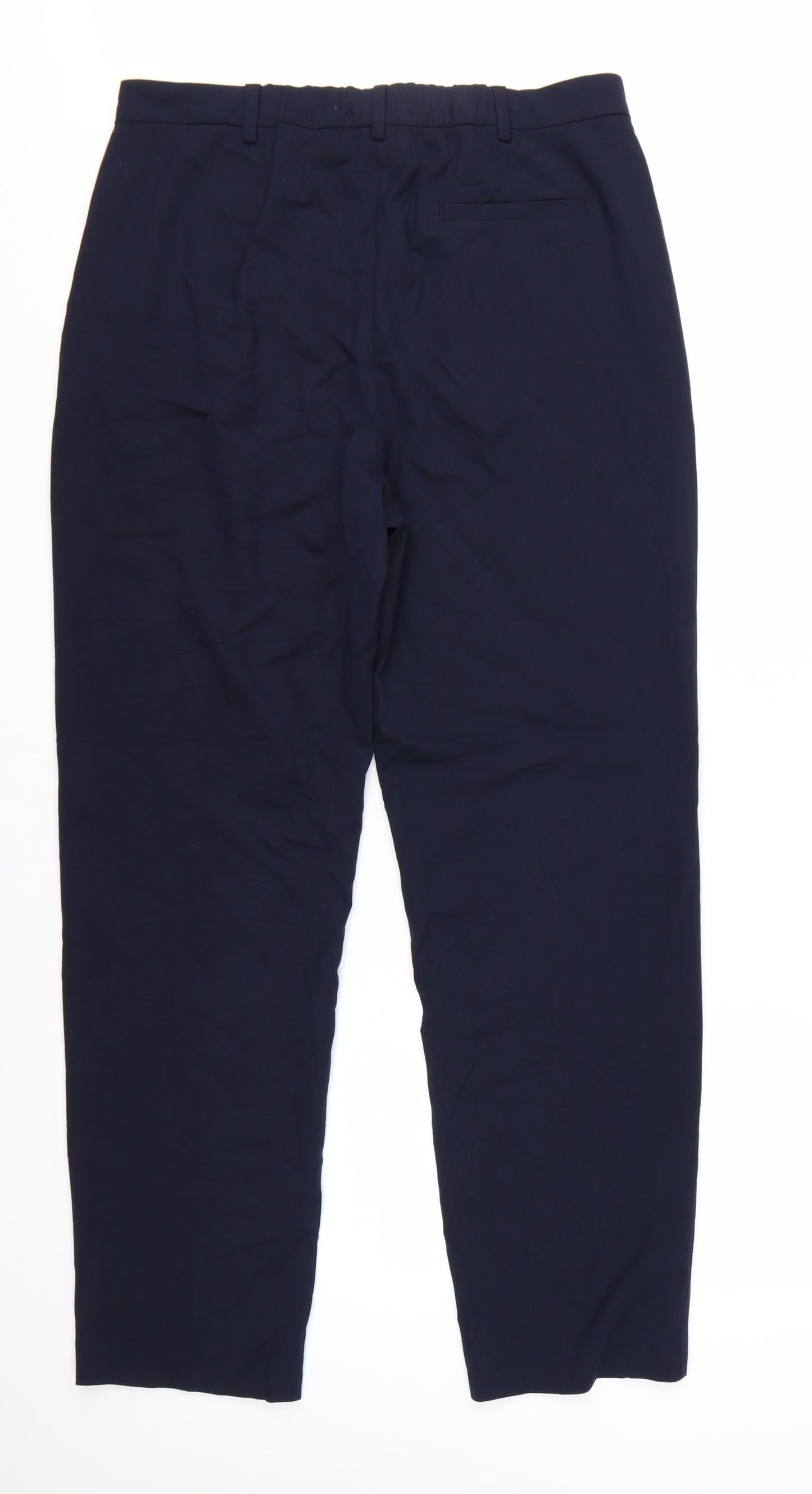 Marks and Spencer Women's Blue Regular Straight Leg Trousers Size 14