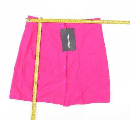 PrettyLittleThing Women's Pink A-Line Cotton Short Skirt Size 10