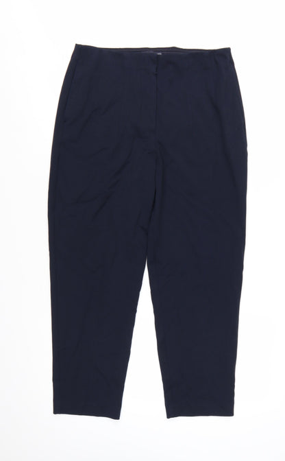 Marks and Spencer Women's Blue Size 12 Regular Stretch Tapered Trousers