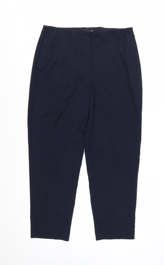 Marks and Spencer Women's Blue Size 12 Regular Stretch Tapered Trousers