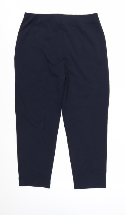 Marks and Spencer Women's Blue Size 12 Regular Stretch Tapered Trousers