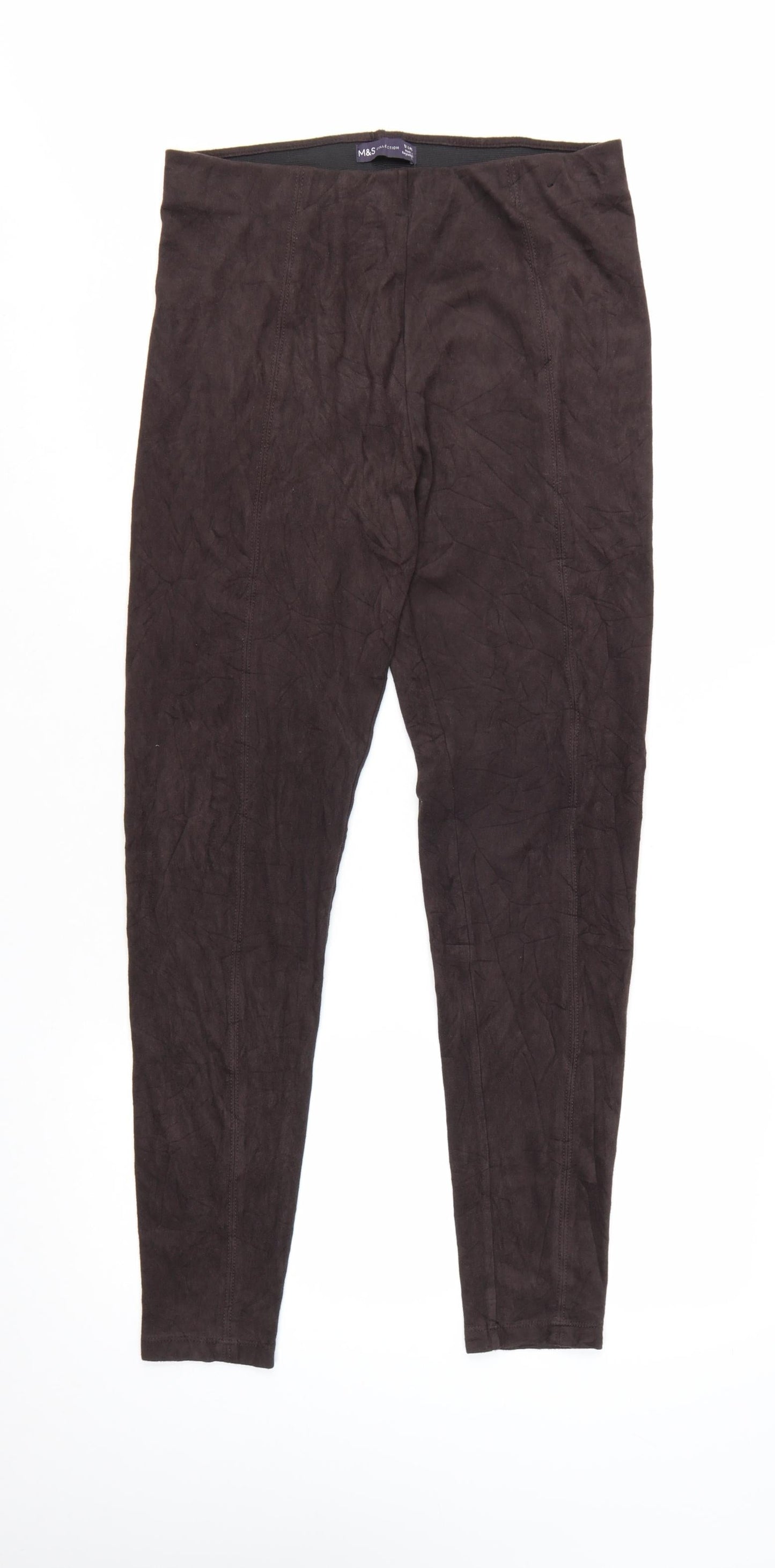 Marks and Spencer Women Brown Faux Suede Leggings Size 12