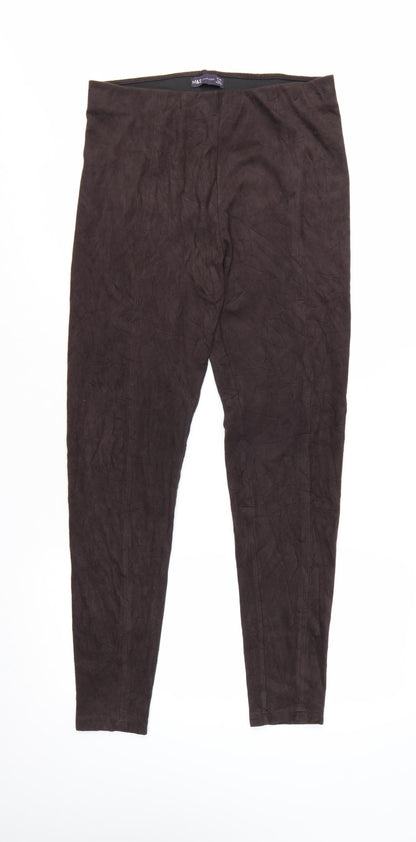 Marks and Spencer Women Brown Faux Suede Leggings Size 12