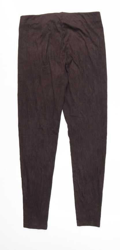 Marks and Spencer Women Brown Faux Suede Leggings Size 12