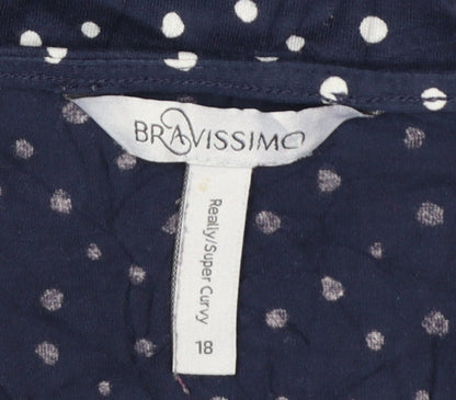 Bravissimo Women's Blue Polka Dot Sleeveless Viscose Blouse Size 18