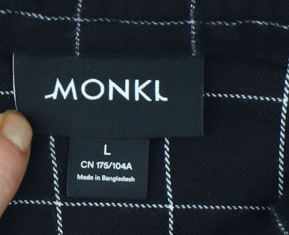 Monki Women's Black Check Cropped Cotton Button-Up Shirt L