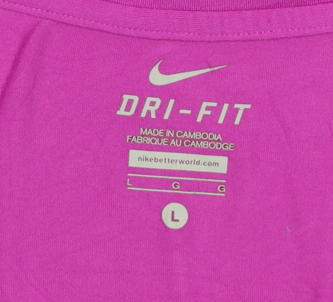 Nike Womens Pink Dri-FIT Tank Top L Racerback Lightweight Activewear