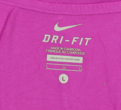 Nike Womens Pink Dri-FIT Tank Top L Racerback Lightweight Activewear