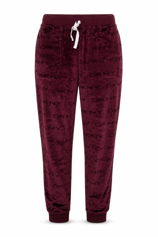 DKNY Womens Purple Velour Jogger Trousers Size M Elastic Waist