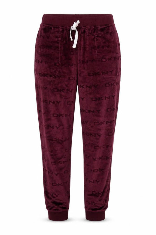 DKNY Womens Purple Velour Jogger Trousers Size M Elastic Waist