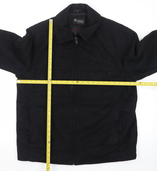 Dockers Premium Men's Black Wool Blend Lined Full Zip Jacket Size L
