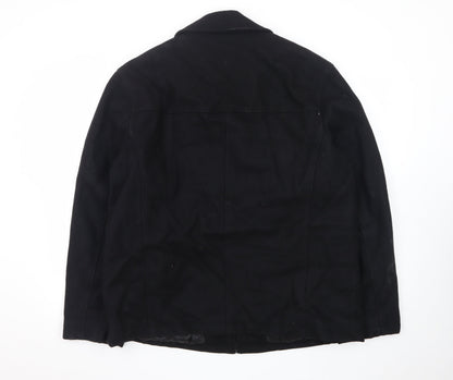 Dockers Premium Men's Black Wool Blend Lined Full Zip Jacket Size L