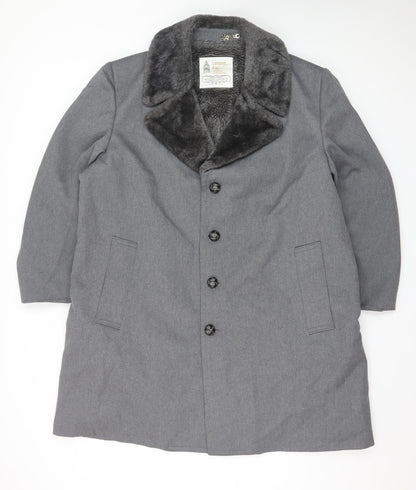 London Fog Men's Grey Wool Blend Shawl Collar Overcoat Size 42 Regular
