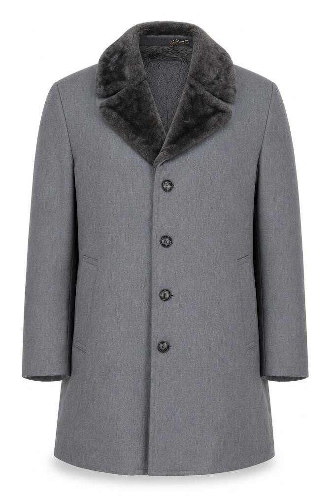 London Fog Men's Grey Wool Blend Shawl Collar Overcoat Size 42 Regular
