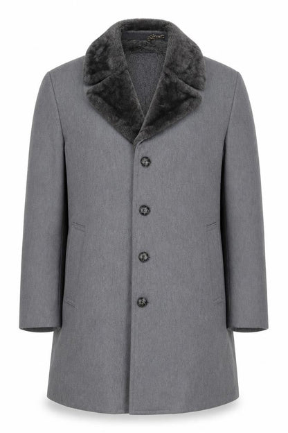London Fog Men's Grey Wool Blend Shawl Collar Overcoat Size 42 Regular