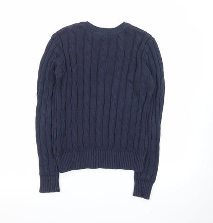 U.S. Polo Assn. Women Blue XS Cable-Knit V-Neck Jumper