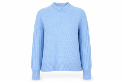 Warehouse Women’s Blue Wool Blend Mock Neck Jumper Size 12