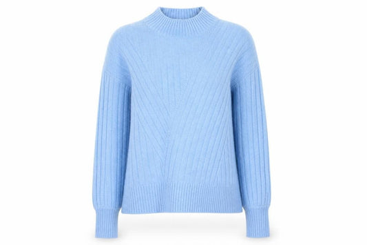 Warehouse Women’s Blue Wool Blend Mock Neck Jumper Size 12