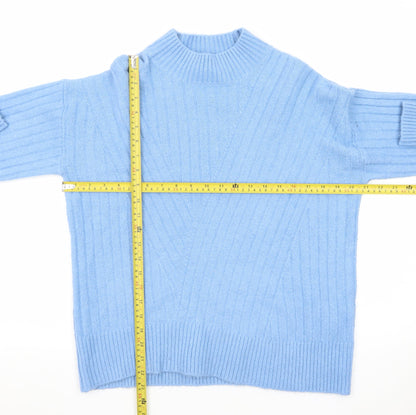Warehouse Women’s Blue Wool Blend Mock Neck Jumper Size 12