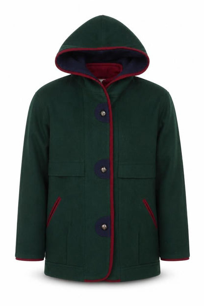 Herman Kay Men's Green Wool Hooded Duffle Coat Size S