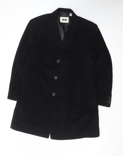 Joseph Abboud Men's Black Wool Overcoat 42 Classic Mid-Length