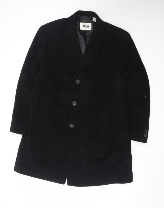 Joseph Abboud Men's Black Wool Overcoat 42 Classic Mid-Length