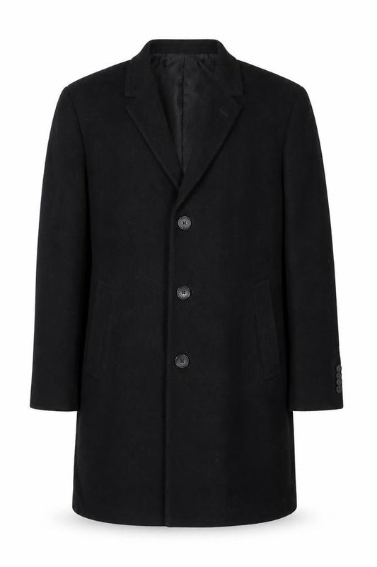 Joseph Abboud Men's Black Wool Overcoat 42 Classic Mid-Length